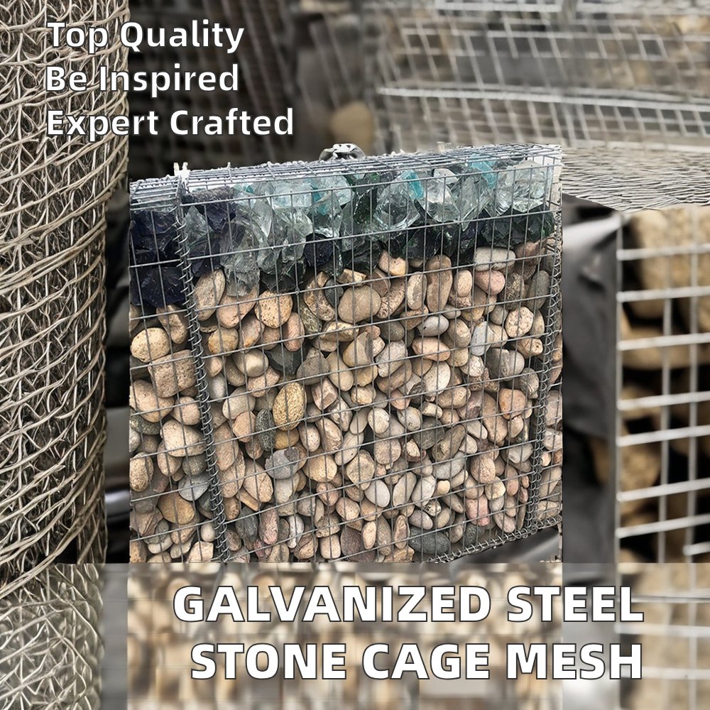 Galvanized Steel Iron Wire Square Basket Wire Mesh for Fencing Hexagonal Hole Stone Cage Net Gabion Box