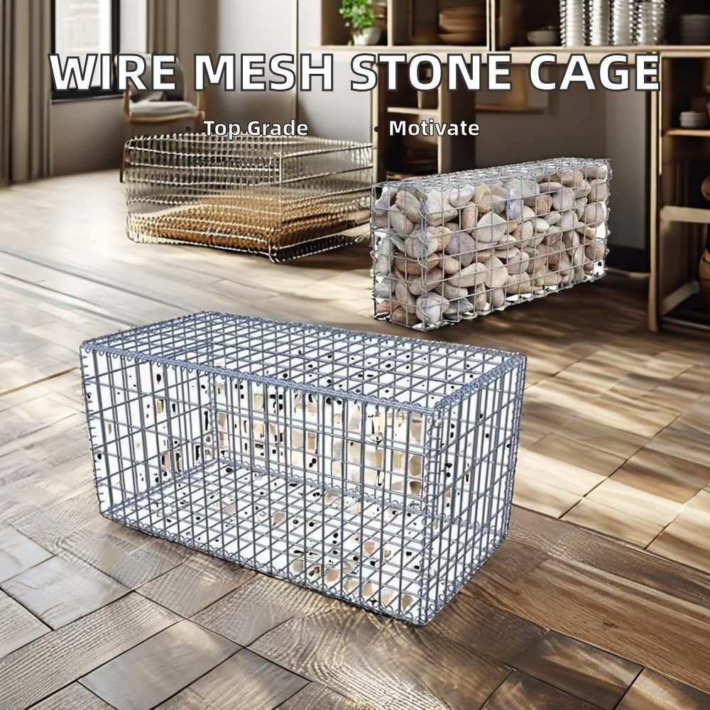 Galvanized Steel Iron Wire Square Basket Wire Mesh for Fencing Hexagonal Hole Stone Cage Net Gabion Box