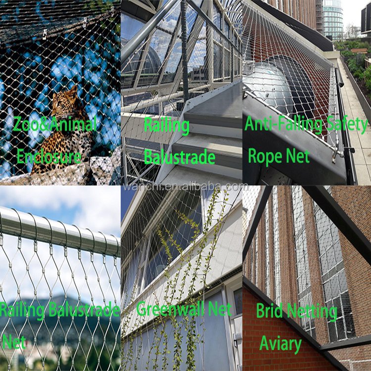 Custom Bird Aviary Enclosure 316 Stainless Steel Wire Rope Mesh woven Zoo Mesh
