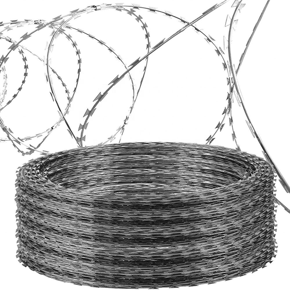 hebei hengfeng retractable helical triple concertina 960mm coil diameter concertina plate razor barbed wire