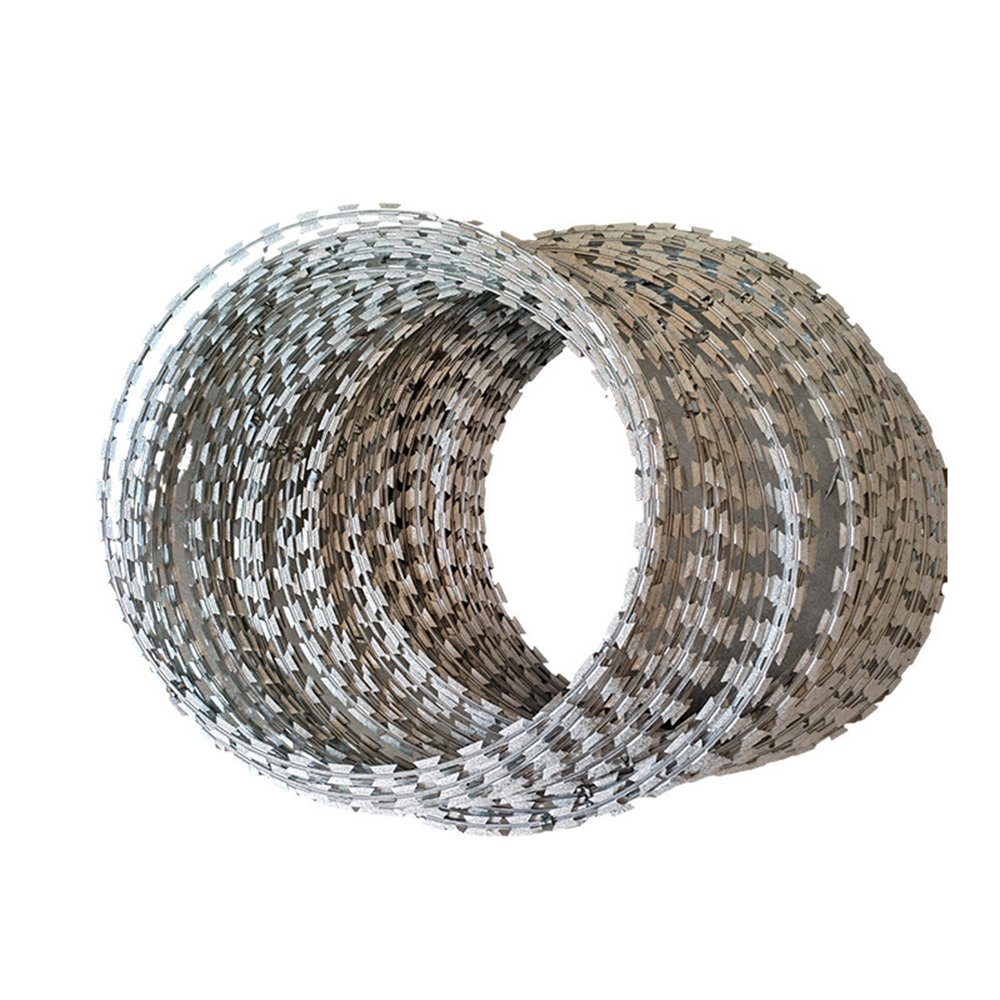 hebei hengfeng retractable helical triple concertina 960mm coil diameter concertina plate razor barbed wire