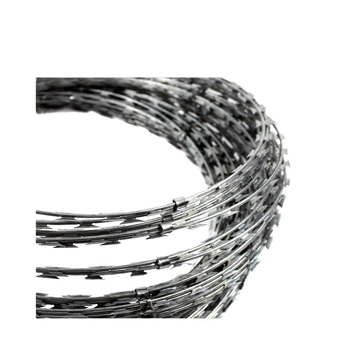 Galvanized Flat Wrap Rollo De Alambre De Afeitar Concertina Razor Wire Bto-22 In Tanzania