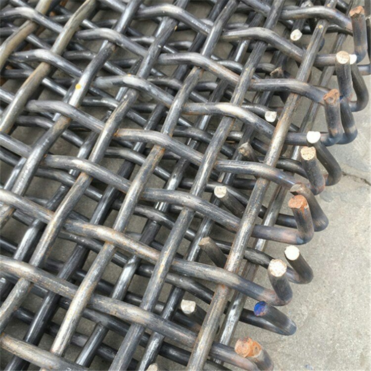 Mn45# 65# 70# black crimped wire mesh stone wire mesh with good quality