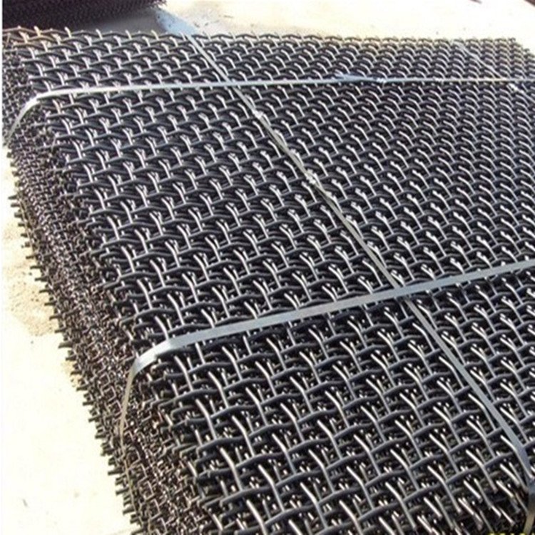 Mn45# 65# 70# black crimped wire mesh stone wire mesh with good quality