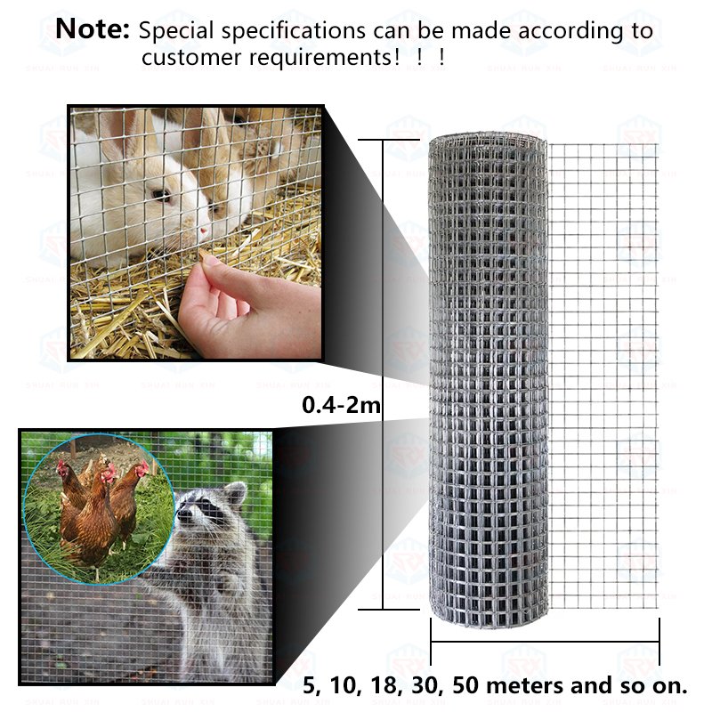 18 Gauge 1/2 Inch Square Galvanized Steel Wire Mesh Hardware Cloth Tela De Ferro for Poultry Netting Woven Processing Service