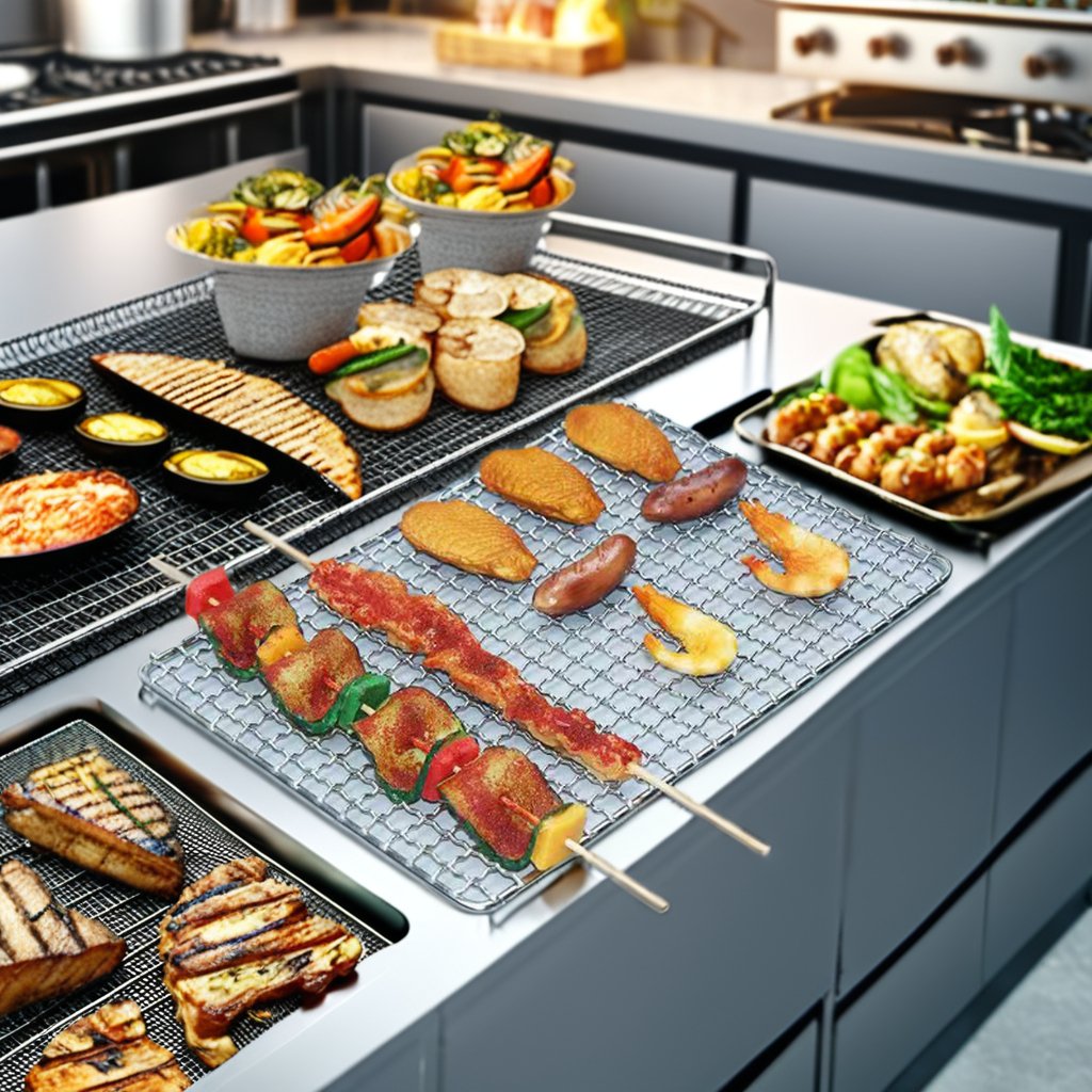 Wholesale Rectangular Outdoor Barbecue Grill Drying Rack Stainless Steel Wire Galvanized Mesh Oven Rectangle Outdoor BBQ Drying