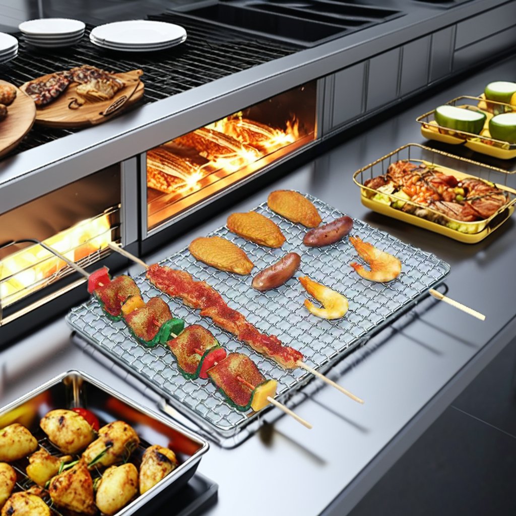 Wholesale Rectangular Outdoor Barbecue Grill Drying Rack Stainless Steel Wire Galvanized Mesh Oven Rectangle Outdoor BBQ Drying