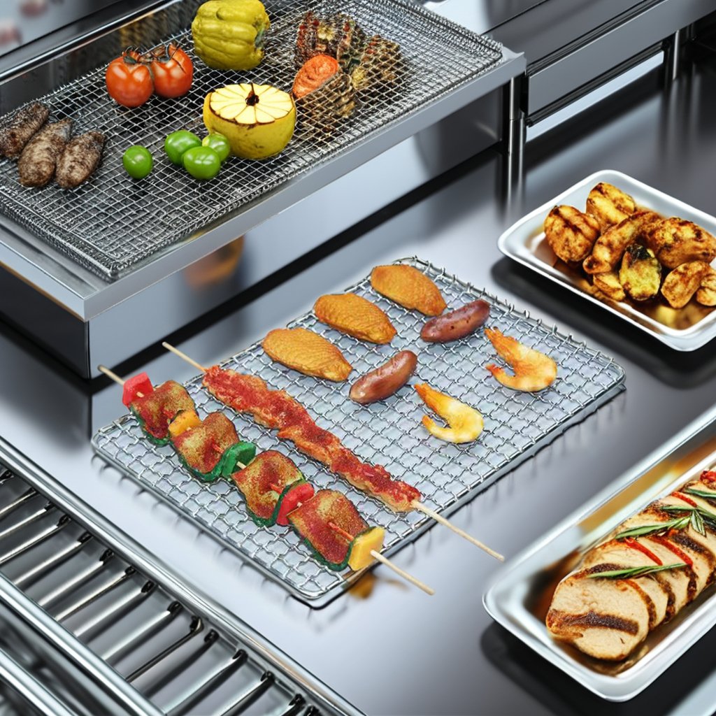 Wholesale Rectangular Outdoor Barbecue Grill Drying Rack Stainless Steel Wire Galvanized Mesh Oven Rectangle Outdoor BBQ Drying