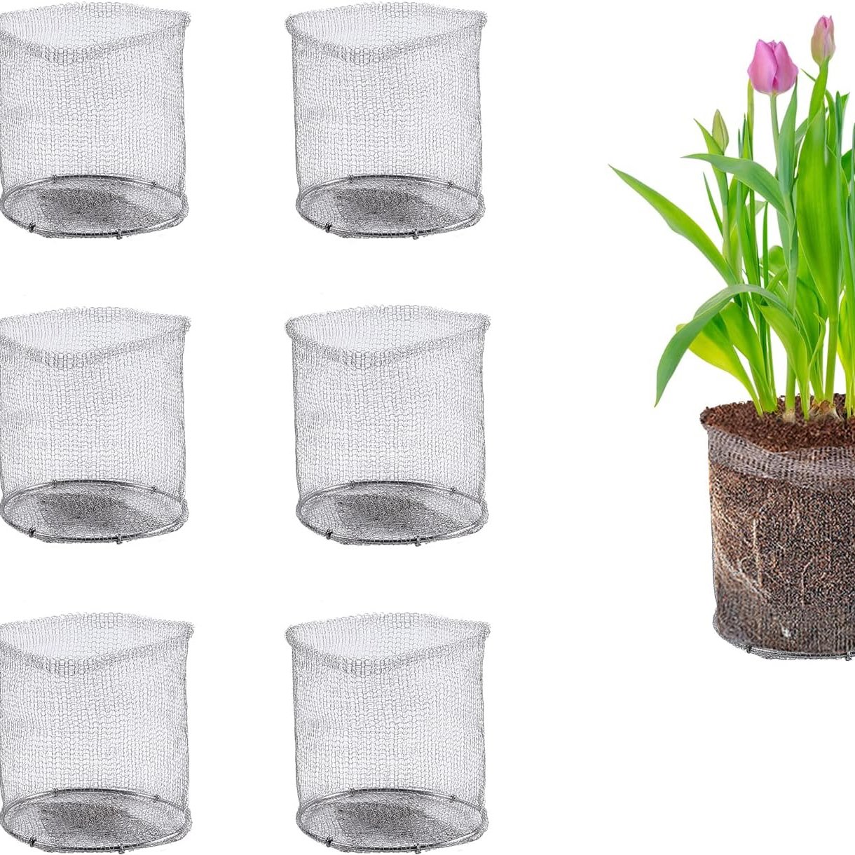 Gallon Stainless Steel Plant Root Baskets Durable and Reusable Mesh Protection for Annuals, Perennials, and Vegetables