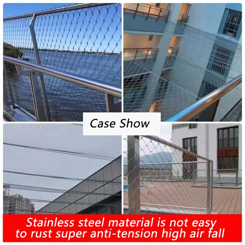 Stainless Steel Anti-Fall Net round Diamond Hole Shape Rope Mesh for Construction Woven with Steel Wire Mesh Aluminum Material