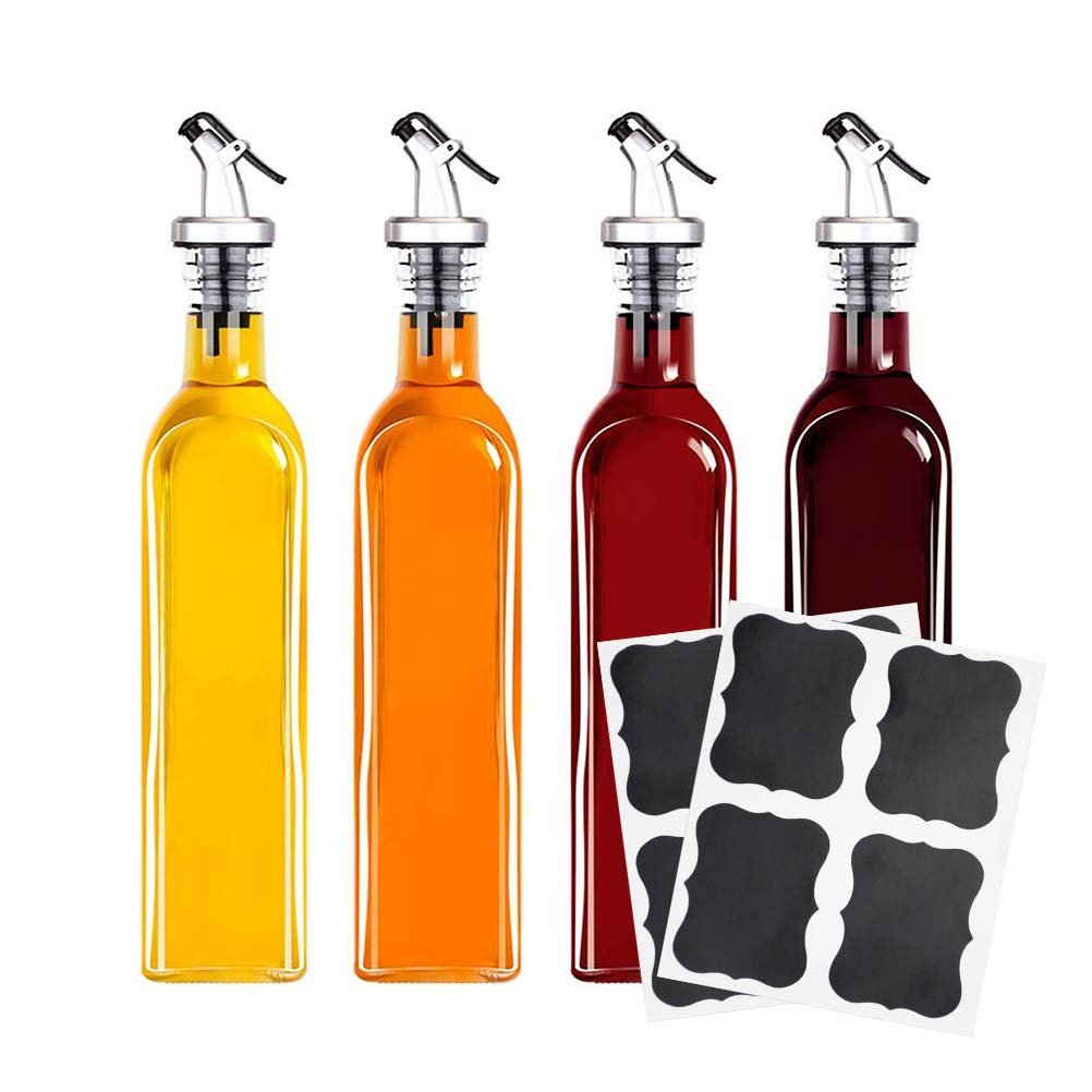 250ml 500ml Square Olive Oil Glass Bottle with Pour Spout Kitchen Dispensador