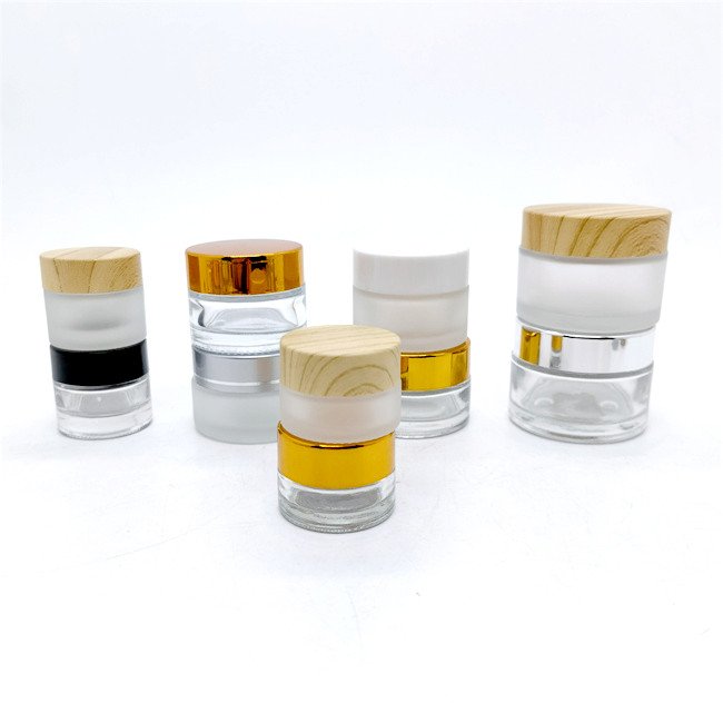 Custom wholesale 30g 50g 40ml 100ml 120ml clear cosmetic glass bottle sets glass jar with silver galvanized screw cap
