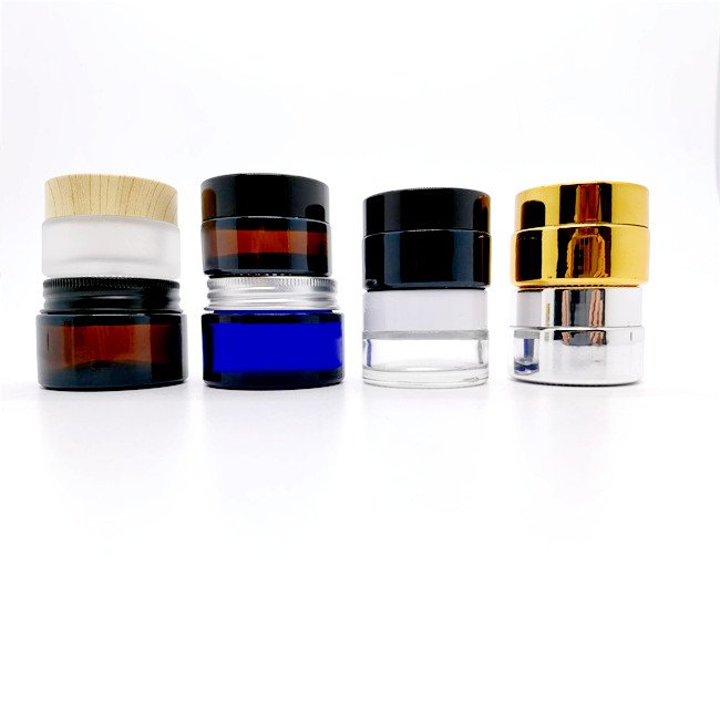 Custom wholesale 30g 50g 40ml 100ml 120ml clear cosmetic glass bottle sets glass jar with silver galvanized screw cap