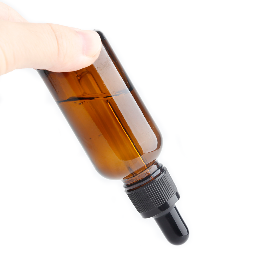 Round Shape 30ml to 50ml Essential Oil Bottle Pipette Amber Serum Dropper for Cosmetics Packaging