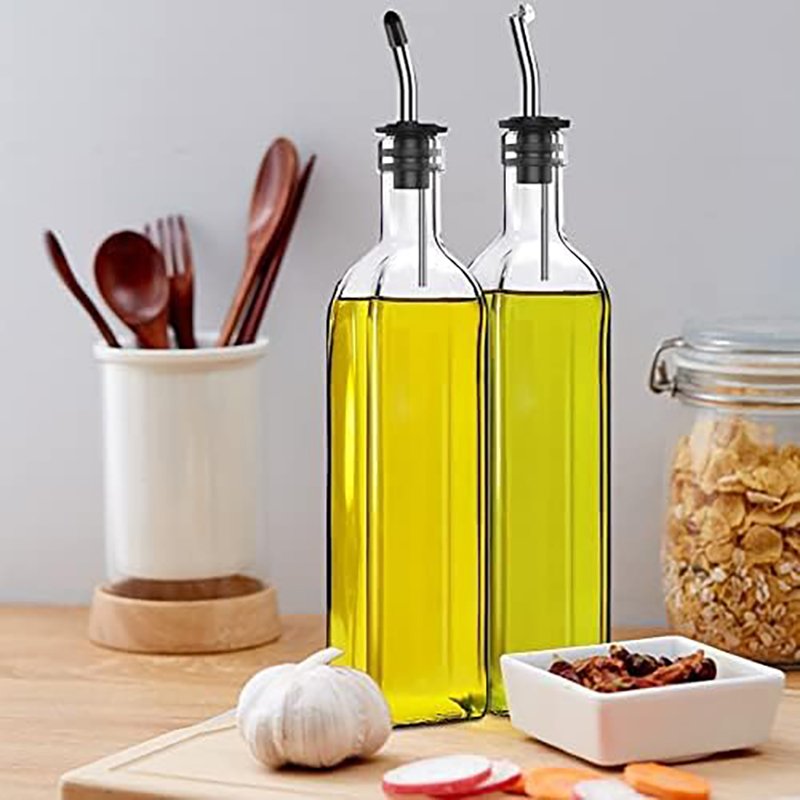 150ml Square Olive Oil Glass Bottle Cooking with Pouring Spout Oil Dispenser Bottle for Kitchen Dispensador