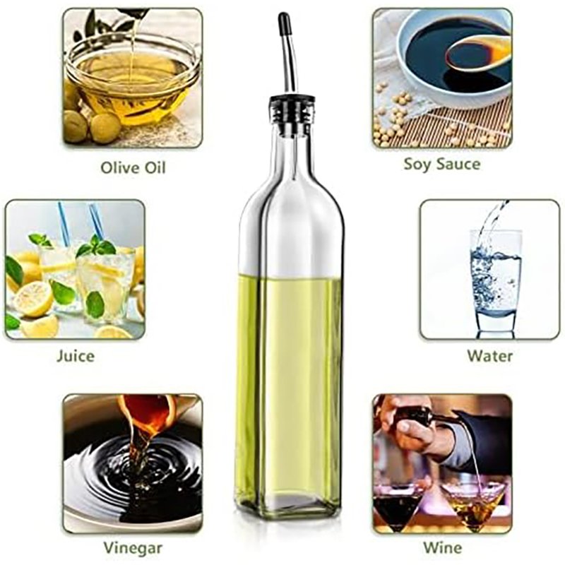 150ml Square Olive Oil Glass Bottle Cooking with Pouring Spout Oil Dispenser Bottle for Kitchen Dispensador
