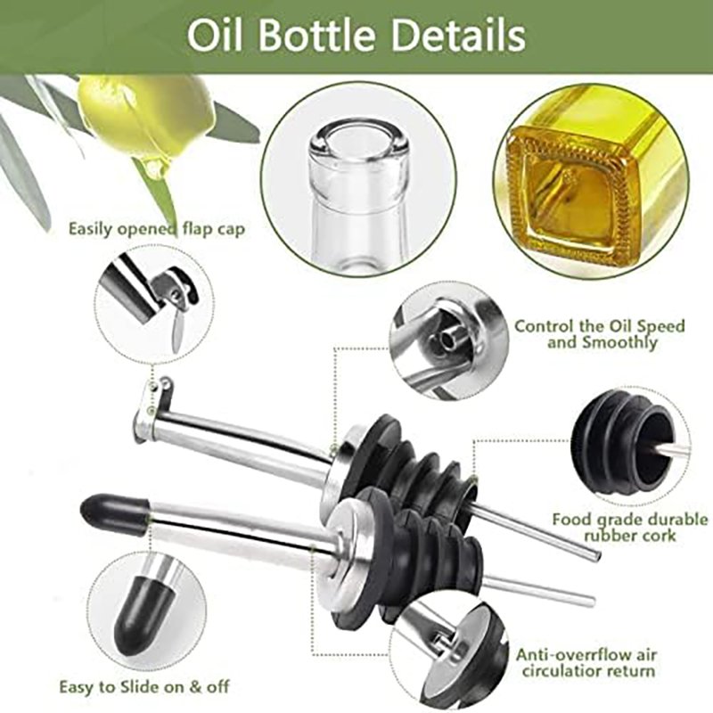150ml Square Olive Oil Glass Bottle Cooking with Pouring Spout Oil Dispenser Bottle for Kitchen Dispensador