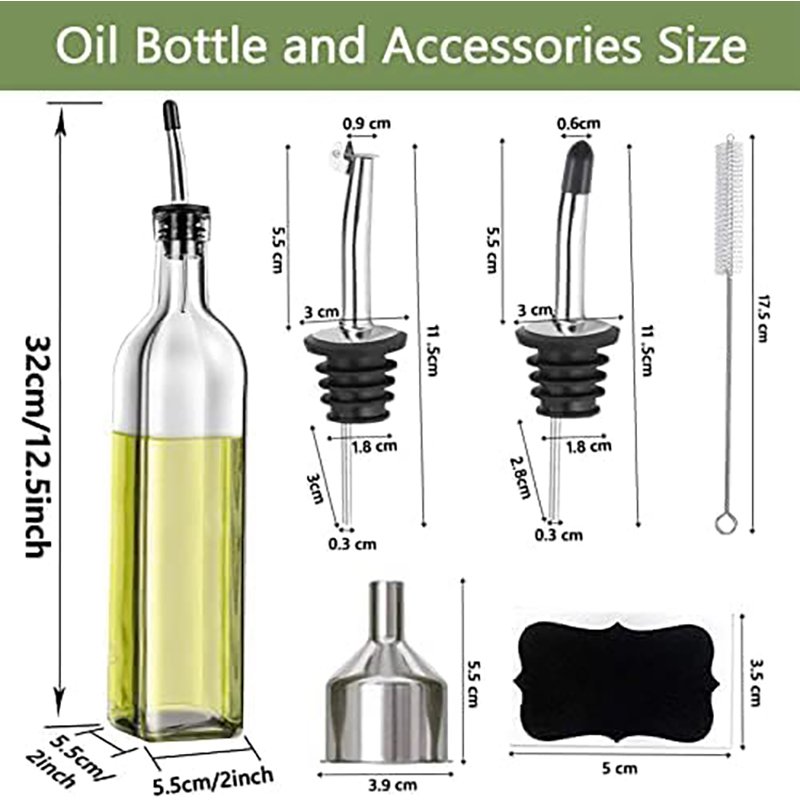 150ml Square Olive Oil Glass Bottle Cooking with Pouring Spout Oil Dispenser Bottle for Kitchen Dispensador