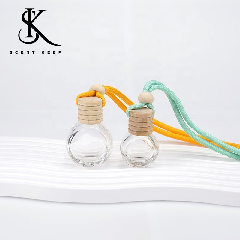 Wholesale 5ml - 10ml Air Freshener Diffuser Empty Car Hanging Perfume Bottle With Wooden Cap