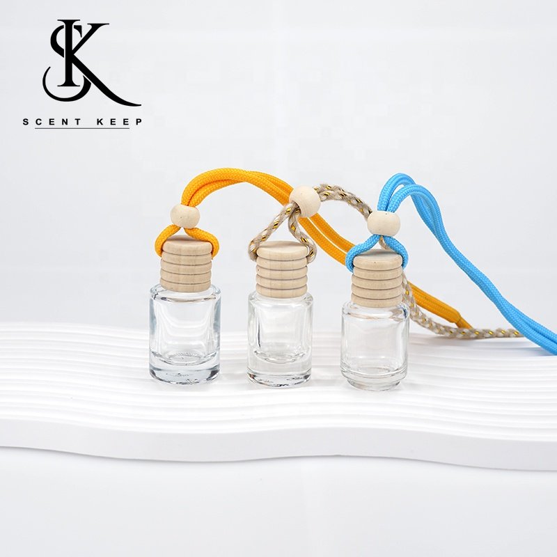 Wholesale 5ml - 10ml Air Freshener Diffuser Empty Car Hanging Perfume Bottle With Wooden Cap