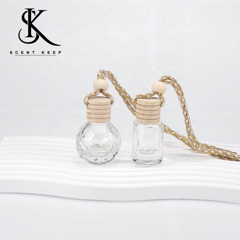 Wholesale 5ml - 10ml Air Freshener Diffuser Empty Car Hanging Perfume Bottle With Wooden Cap