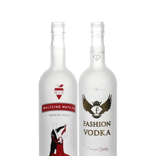 Custom 500ml 750 Ml Frosted Clear Round Liquor Wine Glass Bottle with Cap