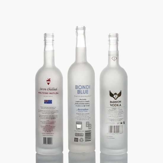Custom 500ml 750 Ml Frosted Clear Round Liquor Wine Glass Bottle with Cap