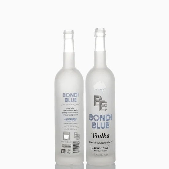 Custom 500ml 750 Ml Frosted Clear Round Liquor Wine Glass Bottle with Cap