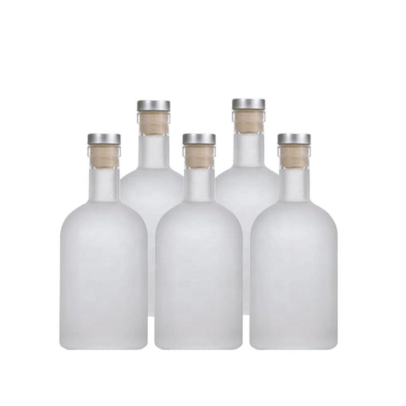 200ml 375ml 500ml 750ml 1000ml Empty Clear Frosted Round Vodka Liquor Glass Bottle For Whisky, Vodka, Liquor