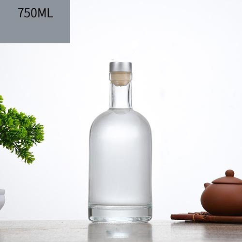 200ml 375ml 500ml 750ml 1000ml Empty Clear Frosted Round Vodka Liquor Glass Bottle For Whisky, Vodka, Liquor