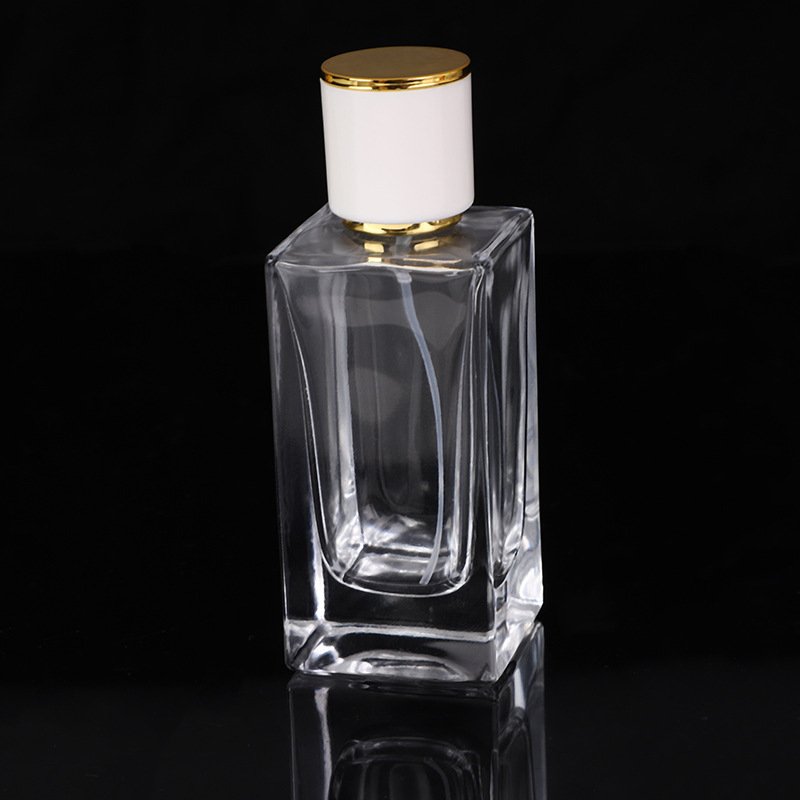 Custom round Cover Perfume Bottle Rectangular Transparent Thickened Glass Premium Glass Bottles