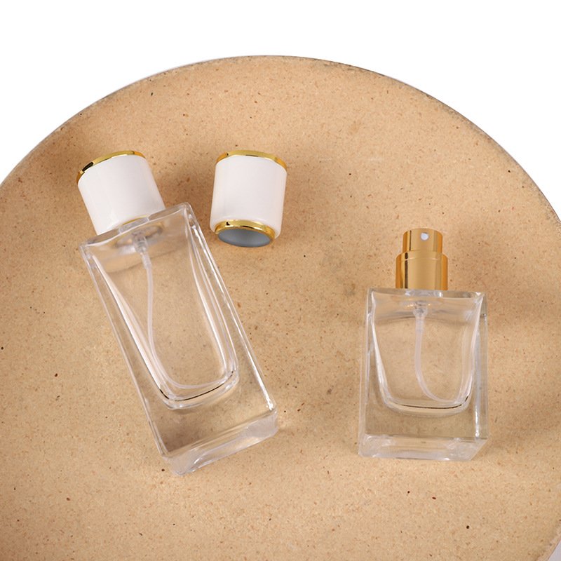 Custom round Cover Perfume Bottle Rectangular Transparent Thickened Glass Premium Glass Bottles