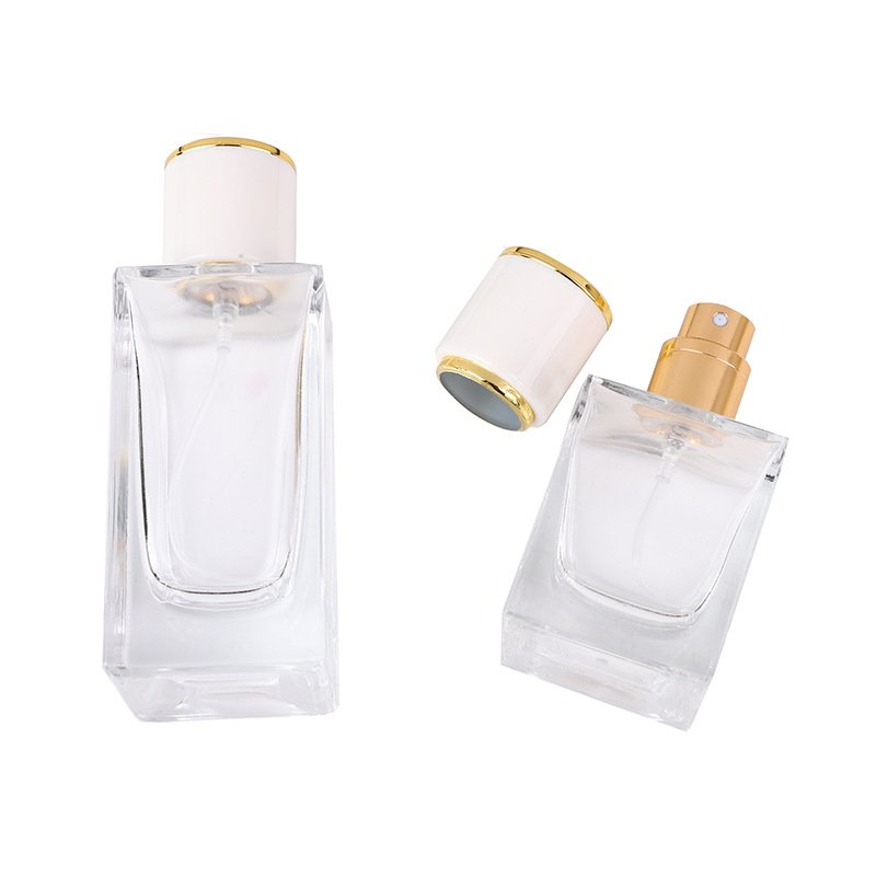 Custom round Cover Perfume Bottle Rectangular Transparent Thickened Glass Premium Glass Bottles