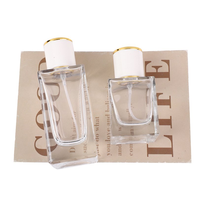 Custom round Cover Perfume Bottle Rectangular Transparent Thickened Glass Premium Glass Bottles