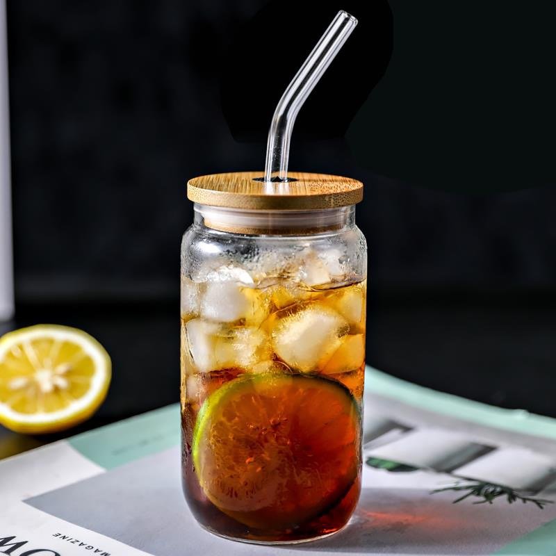 Snow Globe Beer Can Tumbler Sublimation Mug Milk Tea Cups Glass Bottles Clear Glass with Bamboo CLASSIC Unisex Camp 16oz 25 Oz