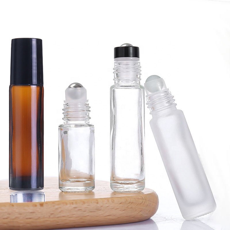 Wholesale custom roll on glass bottle 5ml 10ml amber roller bottle with stainless roller (NRB01)