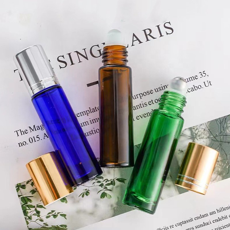 Wholesale custom roll on glass bottle 5ml 10ml amber roller bottle with stainless roller (NRB01)
