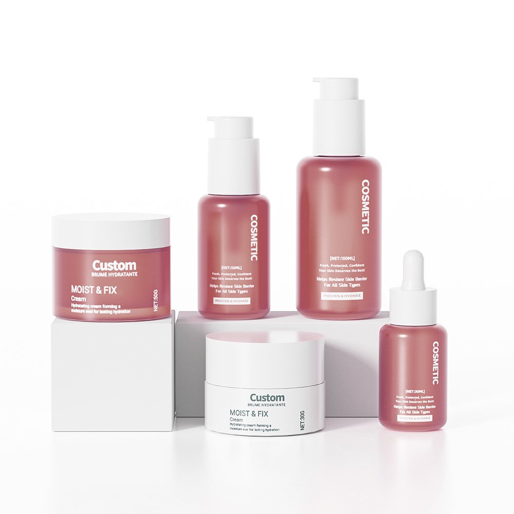 OEM cosmetics packaging 30g 50ml 100ml 200ml personal body lotion bottle skin care cream lotion pump bottle glass with pump