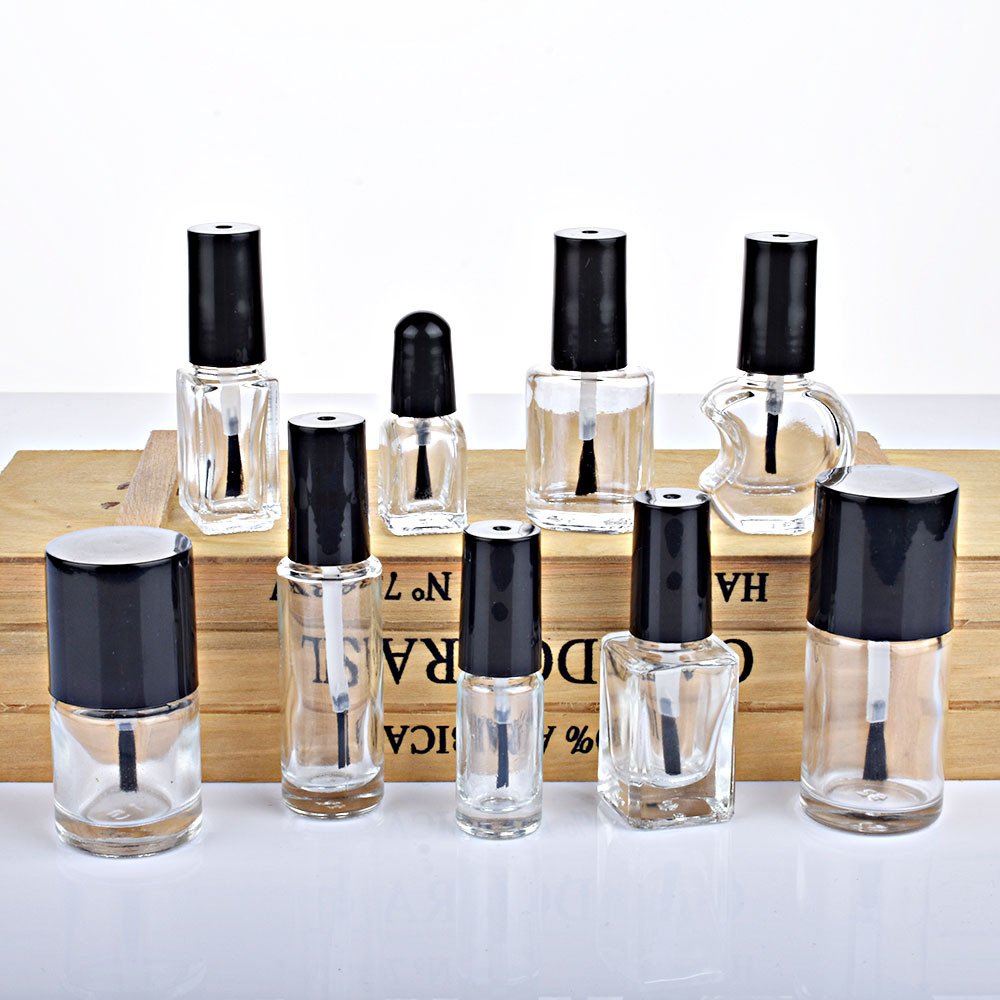 Low MOQ & Bulk Stocks Empty High Flint Gel Polish Bottle With Brush Cap Custom Color Fancy Nail Polish Glass Bottles