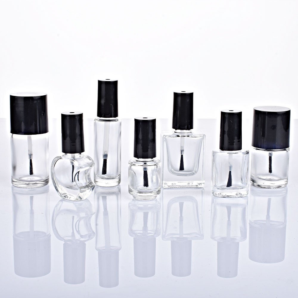Low MOQ & Bulk Stocks Empty High Flint Gel Polish Bottle With Brush Cap Custom Color Fancy Nail Polish Glass Bottles