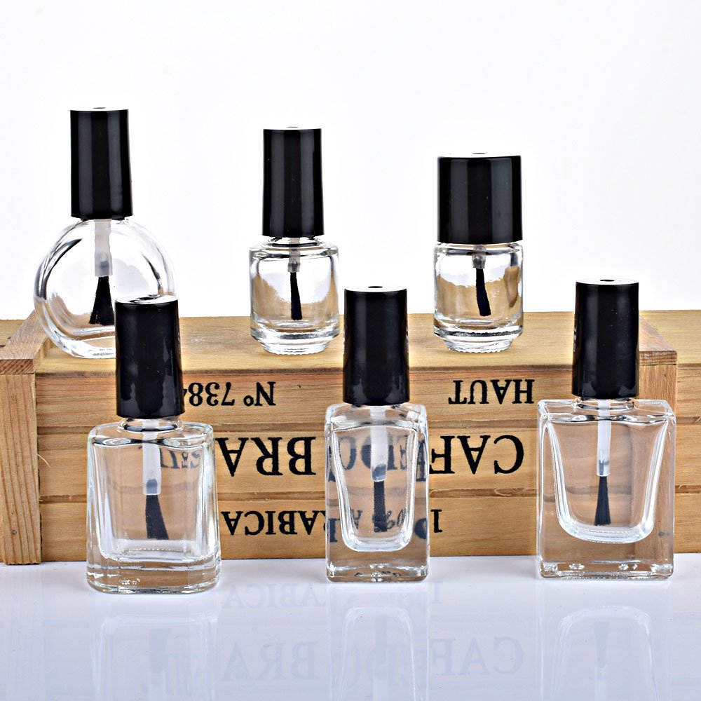 Low MOQ & Bulk Stocks Empty High Flint Gel Polish Bottle With Brush Cap Custom Color Fancy Nail Polish Glass Bottles