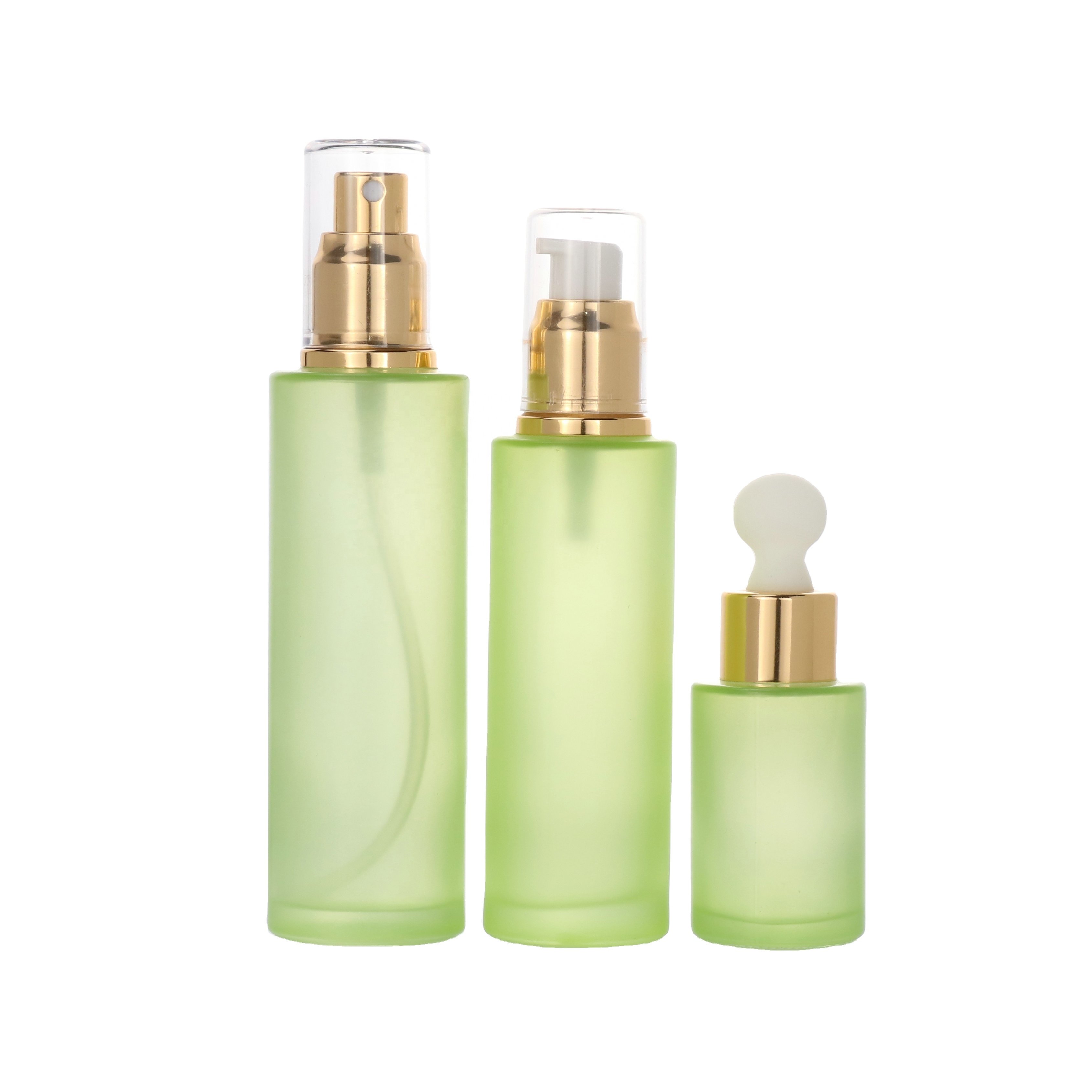 Luxury cosmetic packaging frosted matte green 30 ml 60 ml 20ml essential oil dropper bottle glass face serum packaging bottle