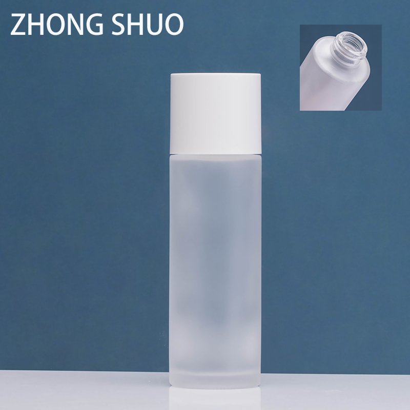 luxury cosmetic 100ml frosted glass toner bottle flat glass bottle supplier packaging