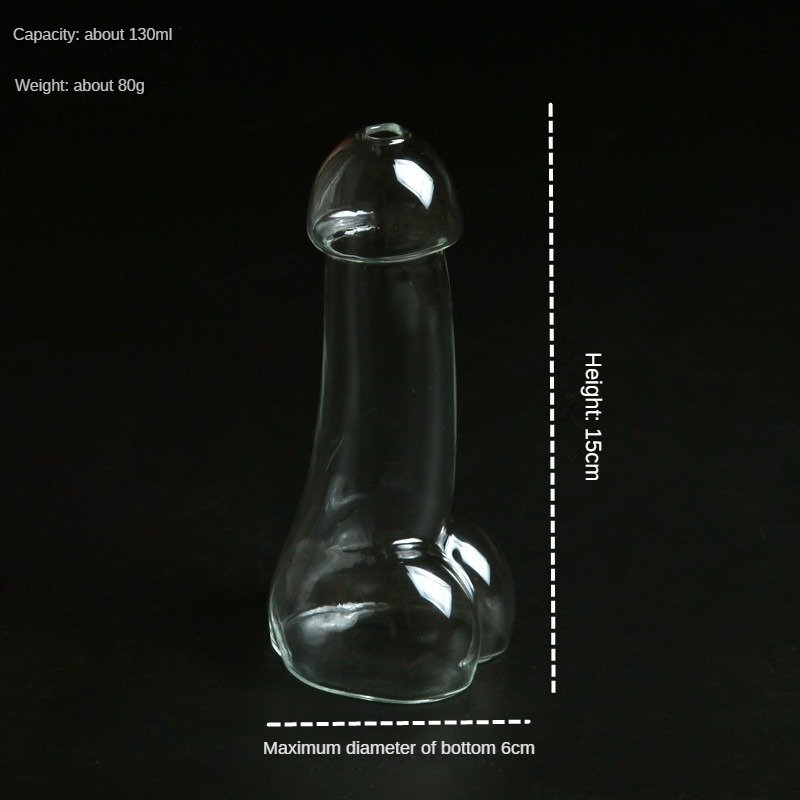 Hot selling penis shaped glass bottle penis cocktail glass bar tableware pure high borosilicate bottle penis shaped shooting