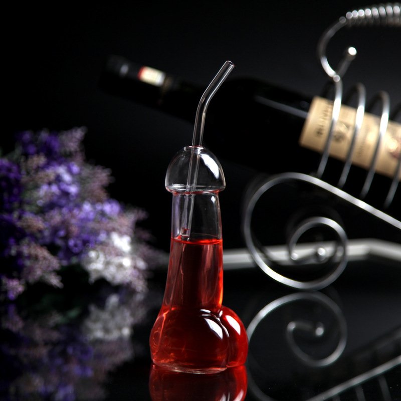 Hot selling penis shaped glass bottle penis cocktail glass bar tableware pure high borosilicate bottle penis shaped shooting