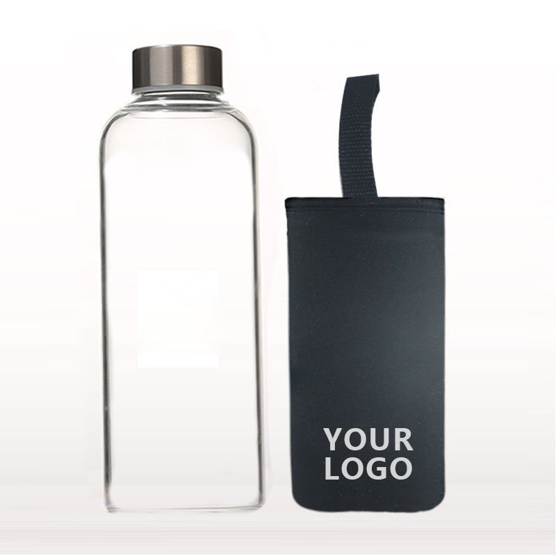 JM LFGB Glass Sport Drink Juice Bottle 10oz 14oz 16oz Water Glass Bottle with Silicone Sleeve