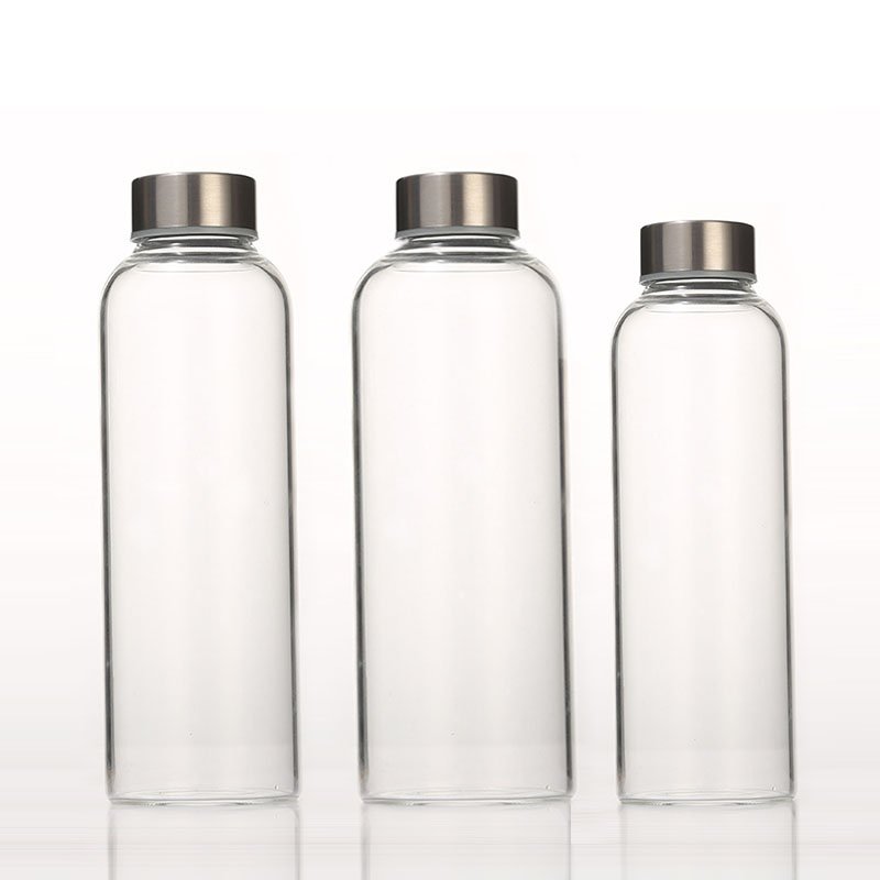 JM LFGB Glass Sport Drink Juice Bottle 10oz 14oz 16oz Water Glass Bottle with Silicone Sleeve