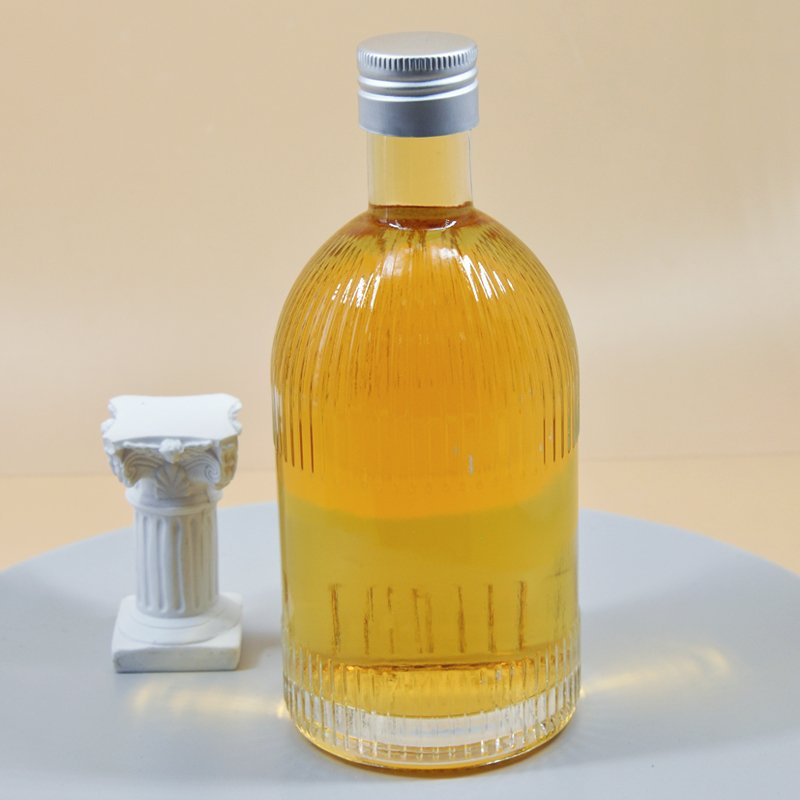 Wholesale 300ml 500ml vertical stripe glass bottle wine bottle beverage bottle polymer cover