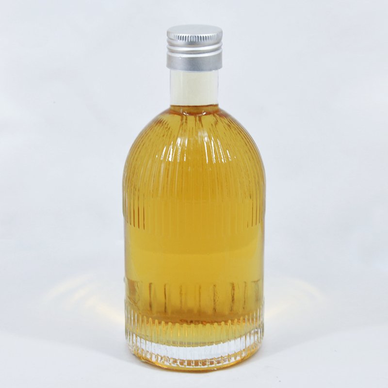 Wholesale 300ml 500ml vertical stripe glass bottle wine bottle beverage bottle polymer cover