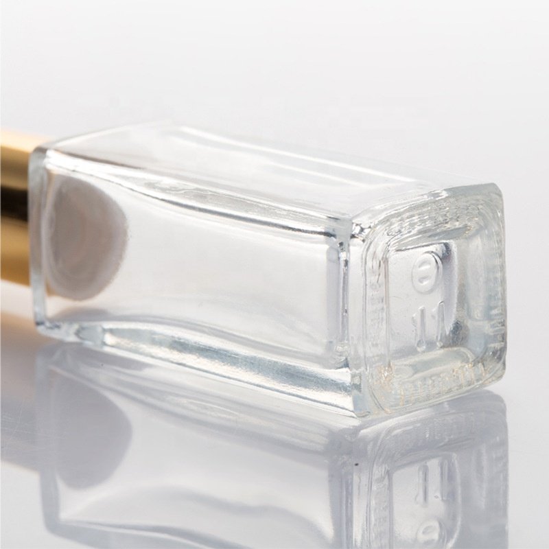 10ml clear empty square shaped wholesale essential perfume oil roll on glass bottle with roller ball